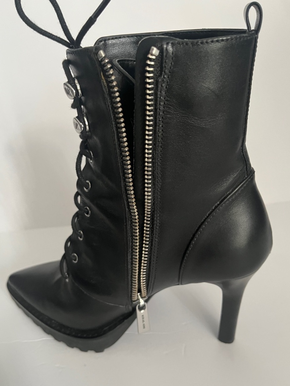 Michael Kors Kyle Leather Lace-Up Stiletto Boot in Black - Size 6 - Picture 8 of 16